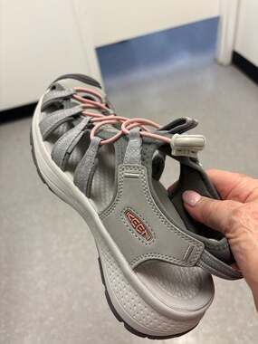 KEEN Women's Astoria West Closed-Toe Waterproof Hiking Sandals in Grey/Coral